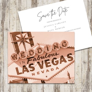 Boda en la fabulosa Las Vegas, Nevada Tarjeta de boda imprimible para guardar la fecha con plantilla digital adicional, rubor - Descarga instantánea