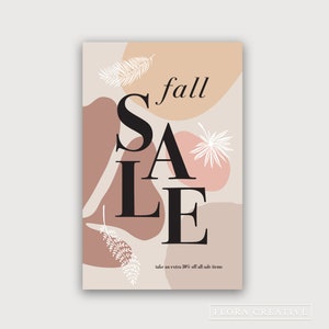 Retail Business Organic Shapes Fall Sale Poster / Sign Template for Store Window