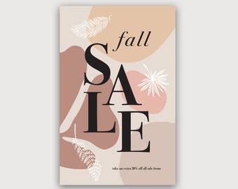 Retail Business Organic Shapes Fall Sale Poster / Sign Template for Store Window
