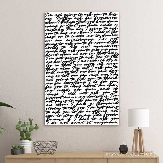 Love Poem Wall Art Print Large Modern Black and White | Etsy