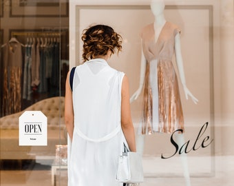 Open / Closed Hanging Retail Business Sign & Template for Store Window