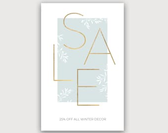 Retail Business Editable Sale Poster / Sign Template for Store Window - Winter Branches