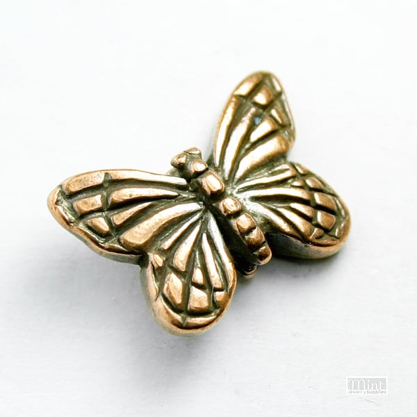 Copper Plated Pewter Monarch Butterfly Bead, 16x11mm,  Top Drilled, Antique Finish, Made in USA, #TC128