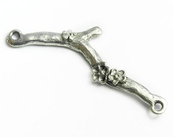 Cherry Blossom Branch Connector, Solid Pewter, Made in USA,  #Q120