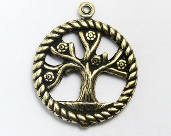 11 Tree of Life Charms, Antique Gold Plated, 20mm  Made in USA, #TB135G