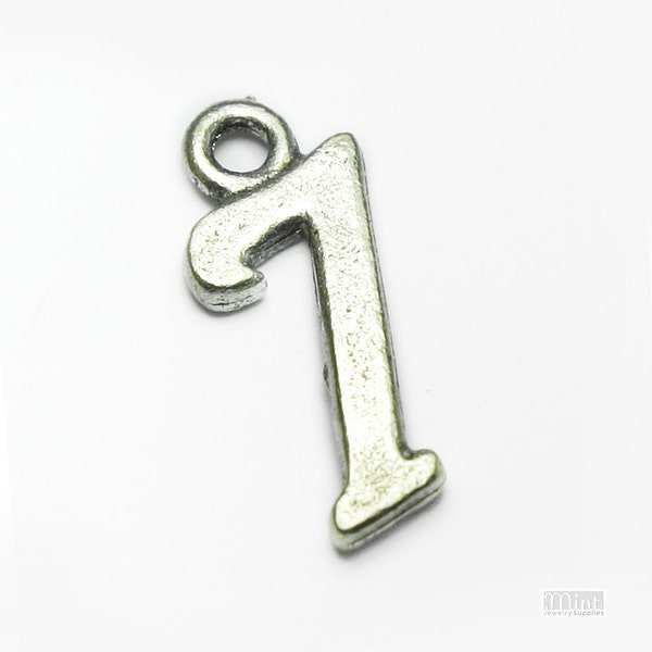 Pewter Seven '7', Charm, All numbers available 0-9, 10x15mm, Made in USA, #Q113