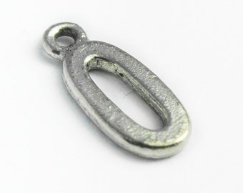 Pewter Zero '0', Charm, All numbers available 0-9, 10x15mm, Made in USA, #Q106