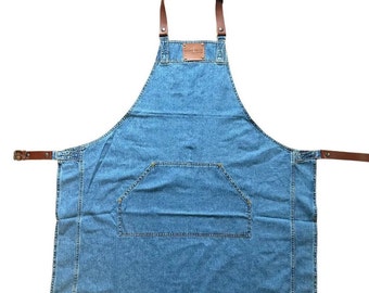 Tablier en cuir | 100% cuir véritable | Tablier de Cuisine / Peinture / Jardinage