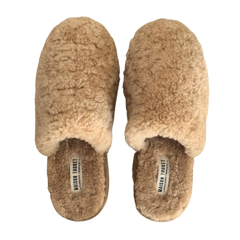 Chaussons en Peau de Mouton Mules en Laine Collection Bouclette Laine 100% Naturelle Printemps / Eté / Automne / Hiver image 1