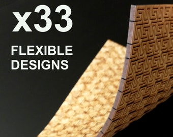 x33 Flexible Sheet Designs, Makes Wooden MDF / Plywood Sheets Bendy! Laser Cutting SVG Files