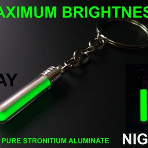 Der HELLSTE Glow In The Dark Schlüsselanhänger / Schlüsselring den man für Geld kaufen kann! Reines Strontiumaluminat! (CHROM)