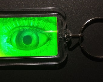 Vintage Hologram Eye Keyring/ Keychain True 3D Effect, 1980s-1990s Collectable, Has To Be Seen To Be Believed.