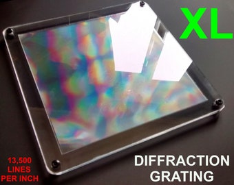 Huge 6x6 INCH Diffraction Grating Sheet With Display Case 13,500 Lines, Laser Prism