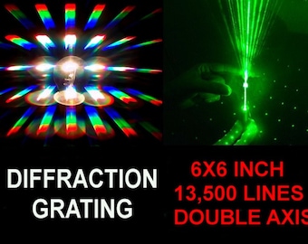 HUGE 6X6 INCH Diffraction Grating Sheet 13,500 Lines Per Inch,Laser Splitting Flat Prism, Educational Toy, Camera Filter LOOK!!