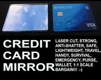 LASER-CUT Smooth Corner Credit Card Mirror,Compact,Wallet/Purse,Makeup,Travel