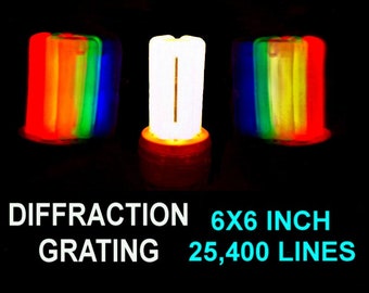 HUGE 6X6 INCH Diffraction Grating Sheet 25,400 Lines Per Inch,Laser Splitting Flat Prism, Educational Toy, Unique Gadget LOOK!!