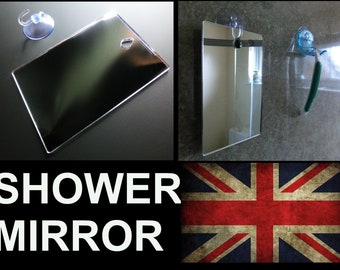 Shower Shaving Mirror, Strong Shatter Proof, Laser Cut, Anti-Fog, Travel, Camping, Festival, Includes FREE Hook