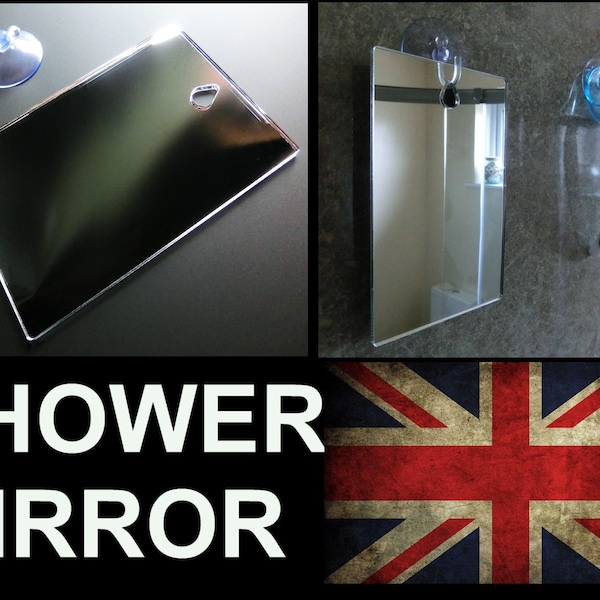 Shower Shaving Mirror, Strong Shatter Proof, Laser Cut, Anti-Fog, Travel, Camping, Festival, Includes FREE Hook