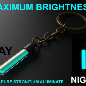 SKY BLUE Glow In The Dark Keyring / Key Chain Pure Strontium Aluminate!! GITD