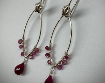 Ruby Sterling Silver Marquis Earrings: July Birthstone Jewelry