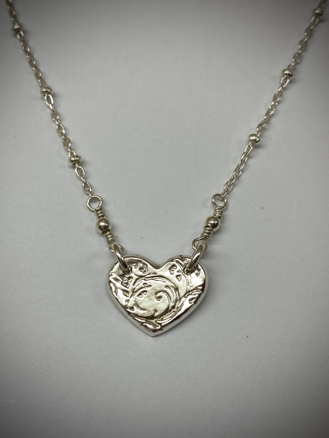 Heart Pendant. Heart Necklace. Heart Charm. Sterling Silver Etsy UK