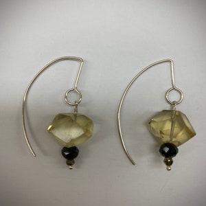 Sterling Silver Quartz Onyx Dangle Earrings