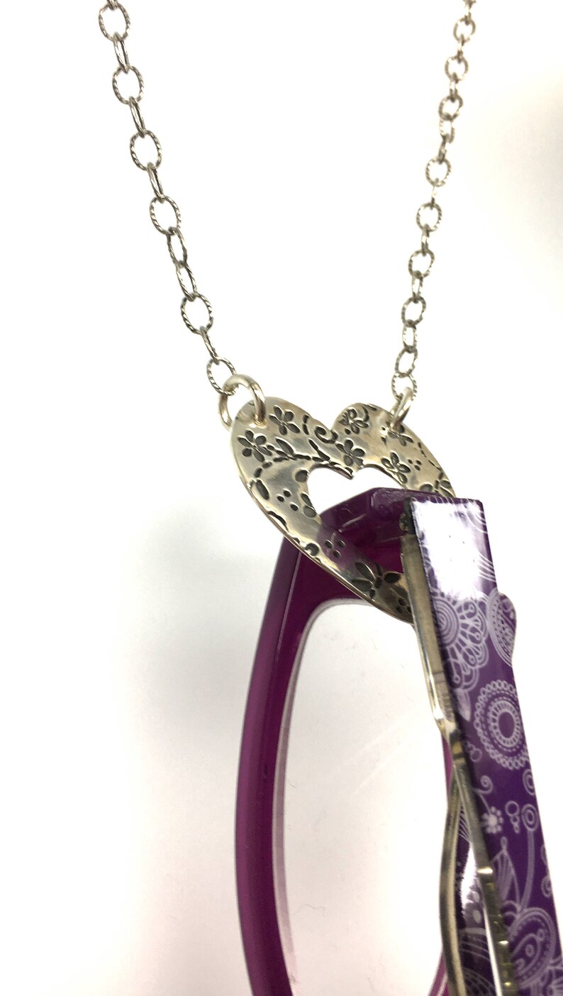 Sterling Silver Eyeglass Holder Heart Shaped Eyeglass Holder Etsy