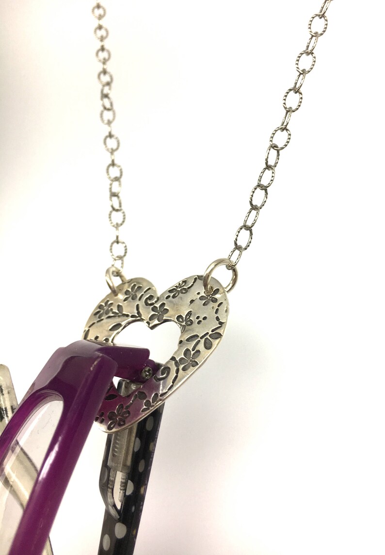 Sterling Silver Eyeglass Holder Heart Shaped Eyeglass Holder Etsy
