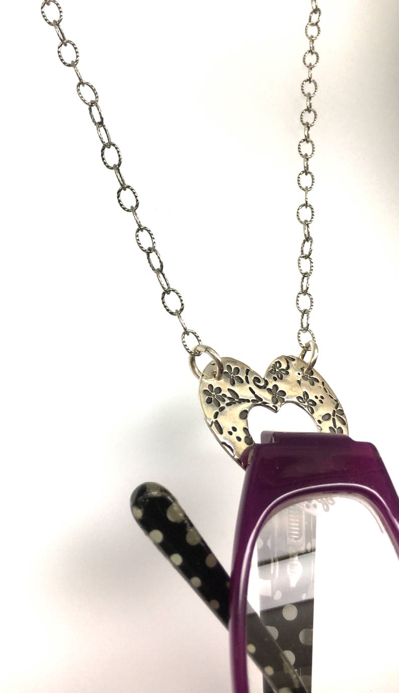 Sterling Silver Eyeglass Holder Heart Shaped Eyeglass Holder Etsy