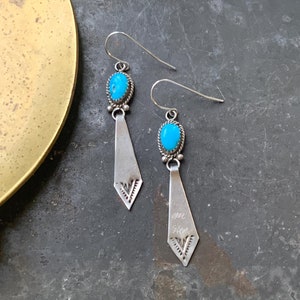 Vintage Sterling Silver and Turquoise Earrings from the Southwest