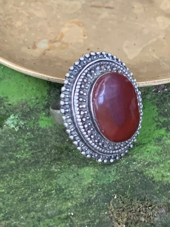 Sterling Silver and Carnelian Bohemian Statement … - image 1