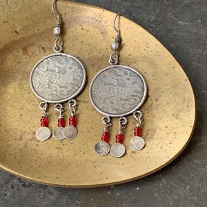Vintage Sterling Silver Etched Deer Earrings