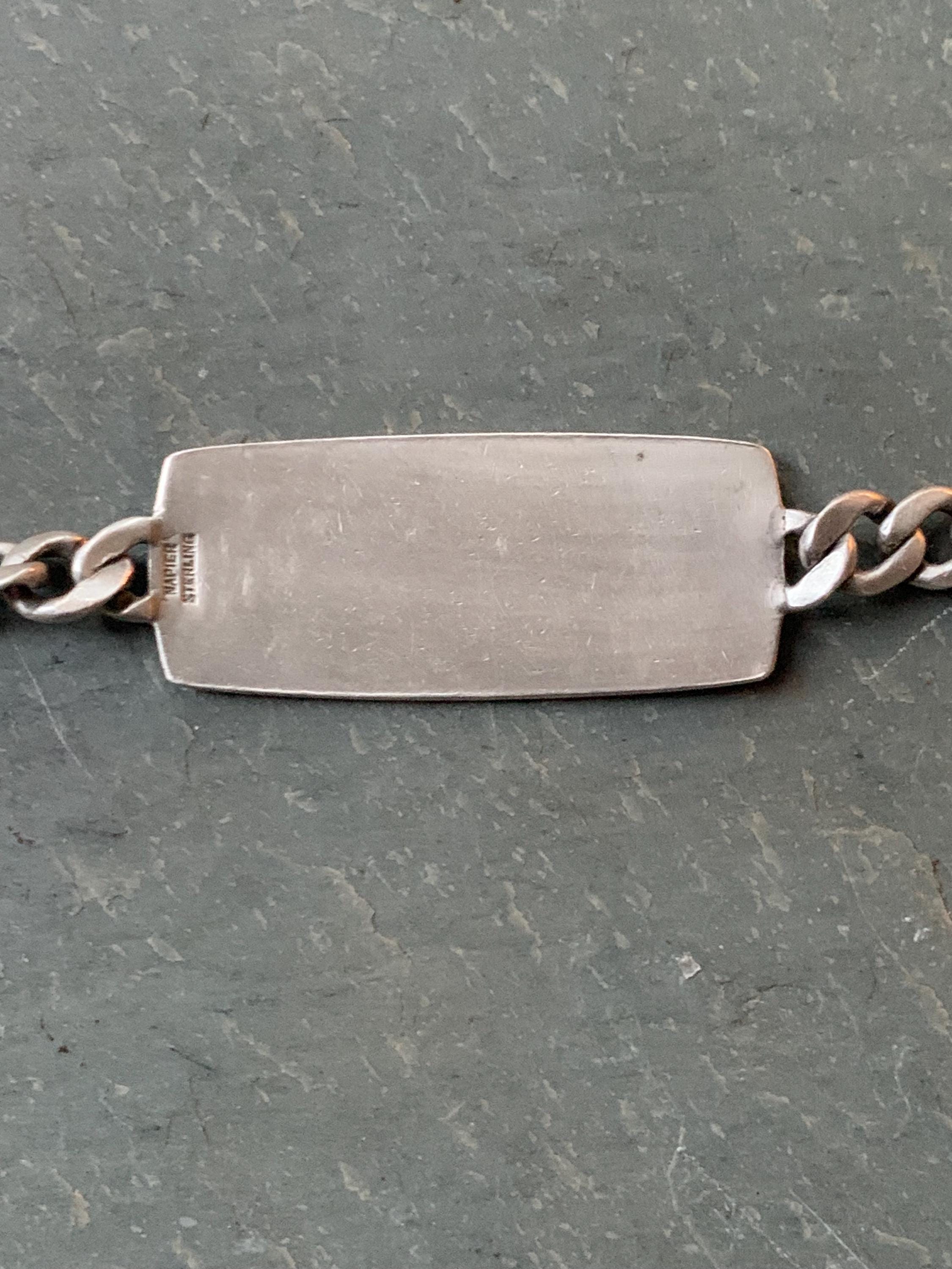 WWII Mexico ID Tag Rectangle Plate Vintage Military Bracelet