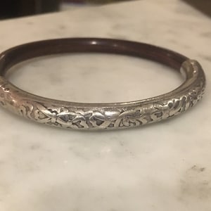 Vintage Sterling Silver and Bamboo Chinese Export Bangle