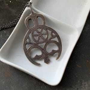 Vintage Egyptian Salhat Pendant on Oxidized Sterling Chain