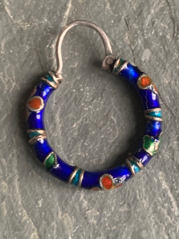 Exquisite Small Sterling and Enamel Hoops - image 4