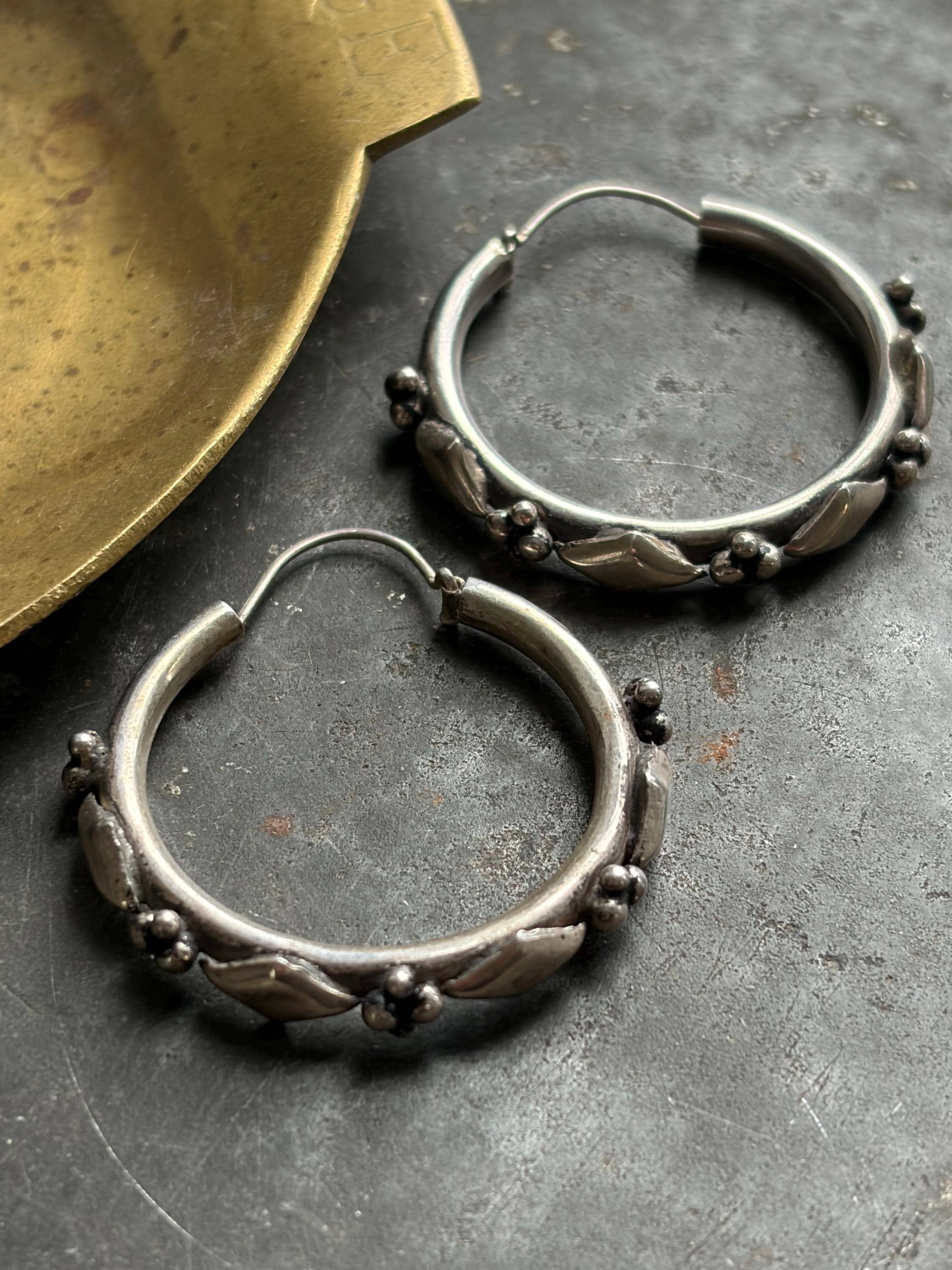 Vintage Sterling Silver Ornate Hoop Earrings - Etsy UK
