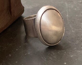 Anel mexicano modernista vintage de prata esterlina