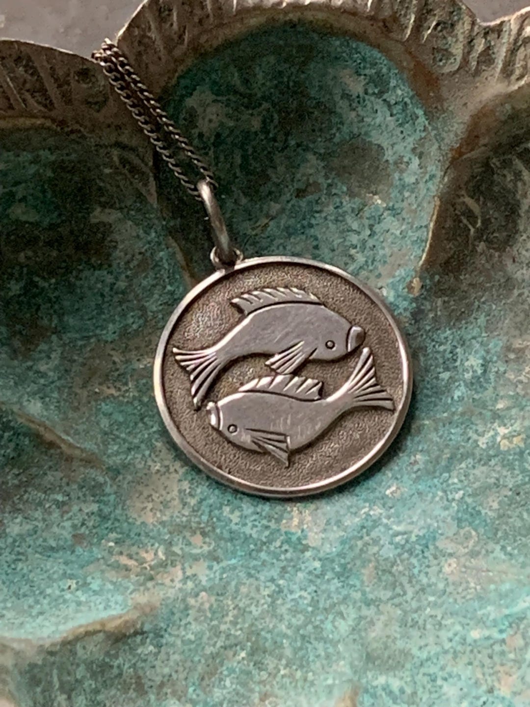 Vintage Sterling Silver Pisces Necklace - Etsy