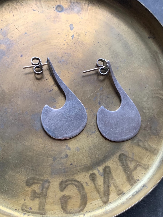 Vintage Sterling Silver Modernist Post Back Earrings