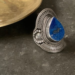 Vintage Lapis and Sterling Statement Ring