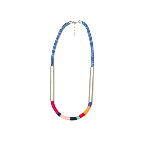 Seil Halskette mit Aluminium, Design Schmuck Modern, Geschenke für Frauen