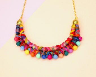 Colorful Jade Beaded Bib Necklace For Women, Unique Jewelry Gifts For Her