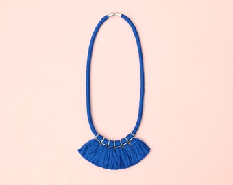 Royal Blue Tassel Necklace For Women, Unique Jewelry Gifts