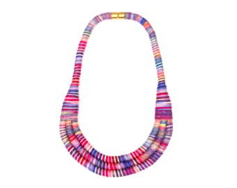Colorful Textile Bib Statement Necklace For Women, Unique Gifts For Her