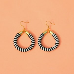 Black And White Circle Earrings, Unique Gifts For Women image 2