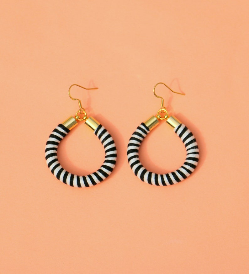 Black And White Circle Earrings, Unique Gifts For Women image 2