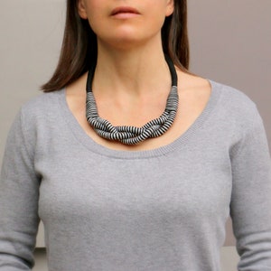 Gray Black Statement Necklace For Women, Unique Gifts For Her image 8