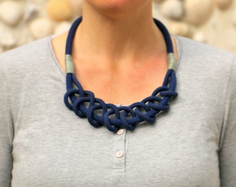 Handmade Cotton Rope Loop Necklace: Textile Jewelry