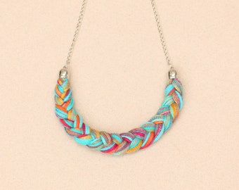 Multi Color Braided Yarn Necklace For Women